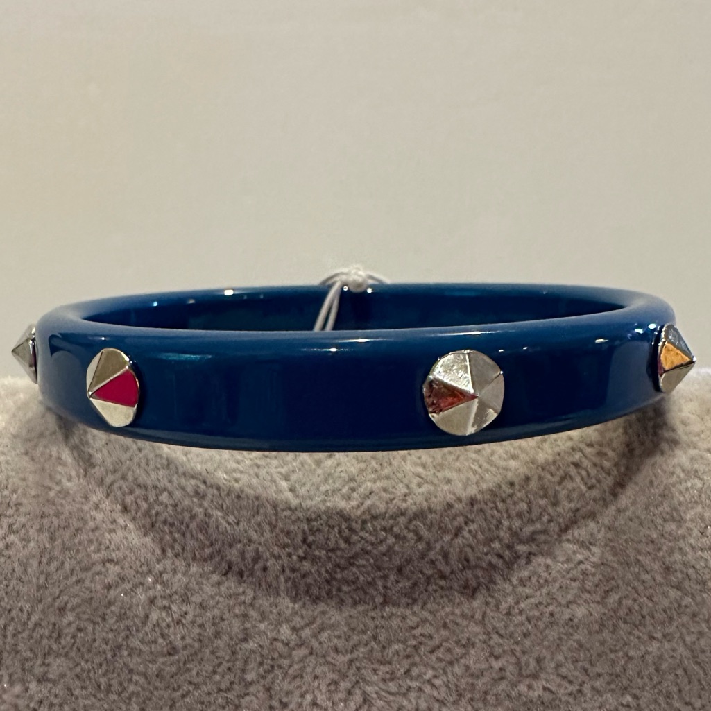 Nwt C. Wonder Bangle Bracelet- Teal Acrylic W/ Silver Tone Metallic Studs